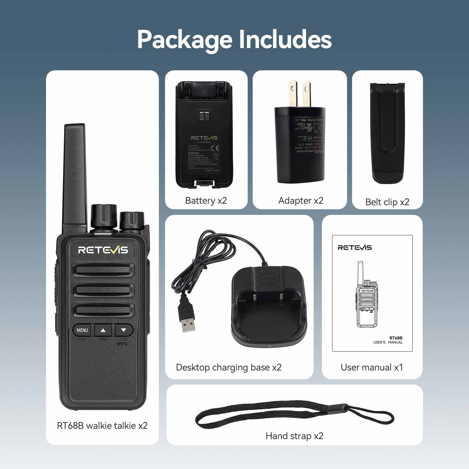 Retevis RT68B FRS 2W Business Two Way Radio 2 Pack