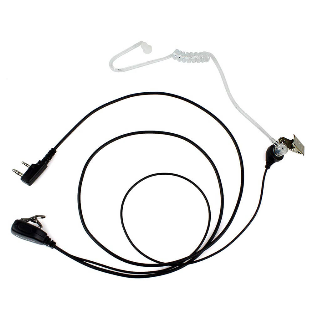 2 Pin PTT MIC Covert Acoustic Tube In-ear Earpiece Headset