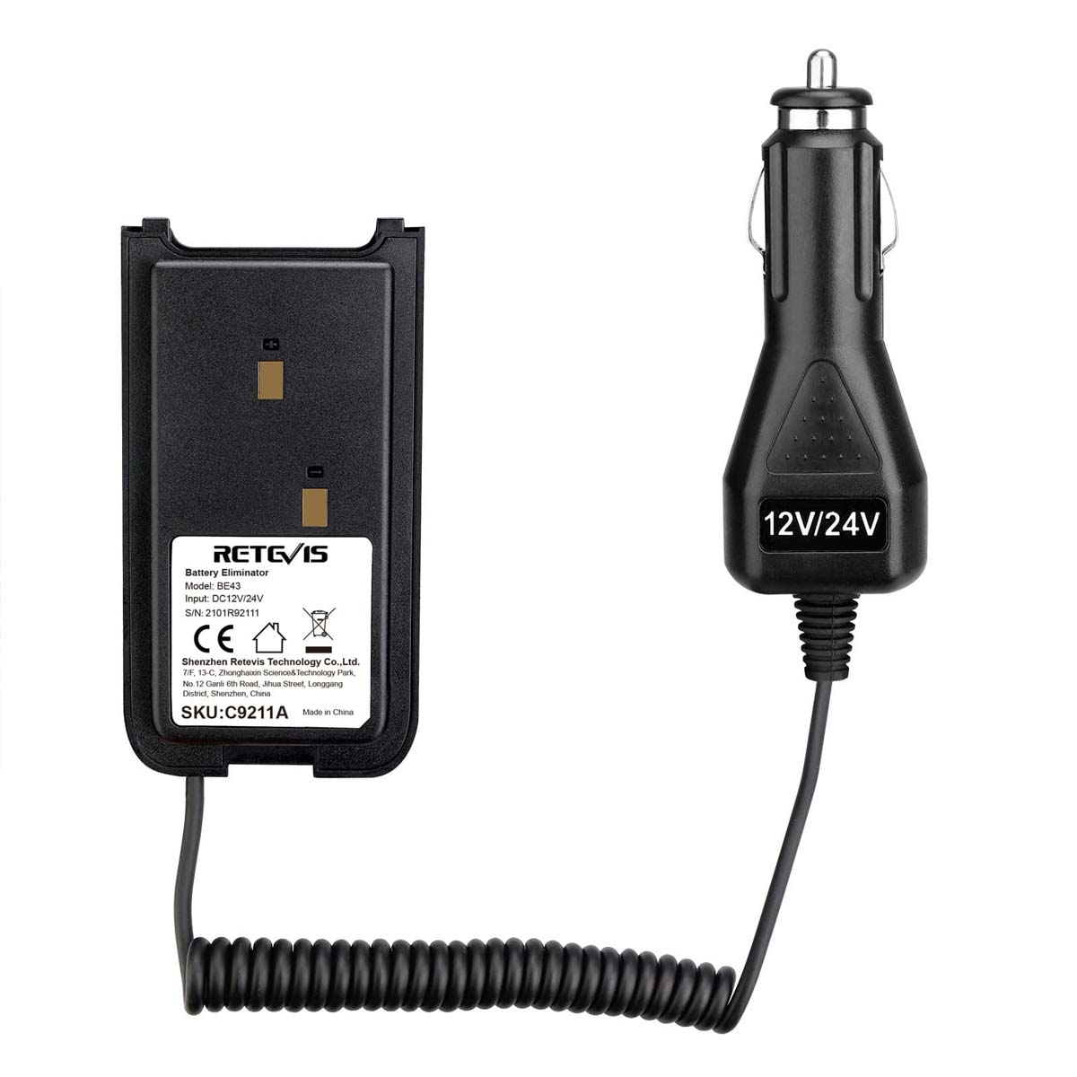 BE43 Car Charger Battery Eliminator 12V/24V Compatible