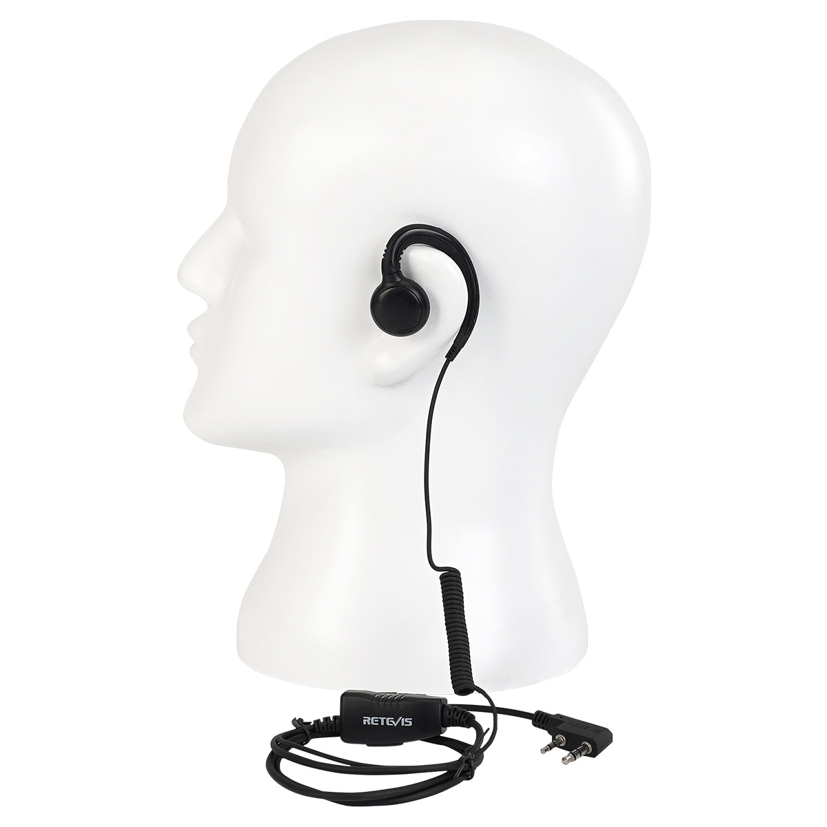 EEK021 Swivel C-Shape Earpiece Coiled Cable 1-Wire 2Pin-K