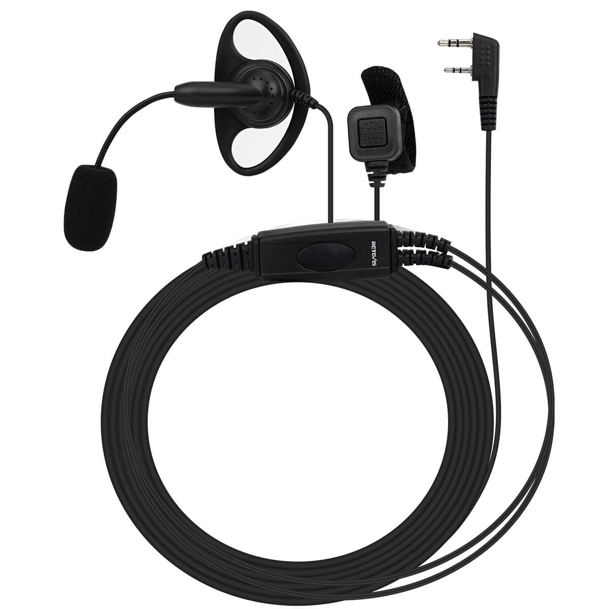 EEK020 Adjustable Boom Mic D-Ring Earpiece Dual PTT 2Pin-K