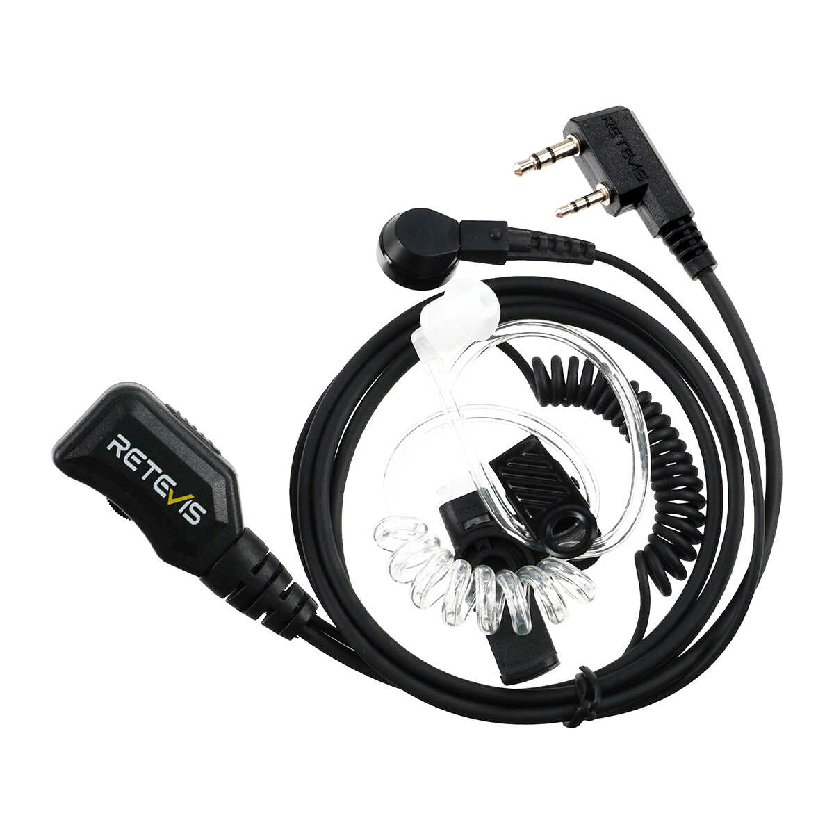 EAK007 2 Pin PTT Mic Quick-Disconnect Covert Acoustic Tube Earpiece