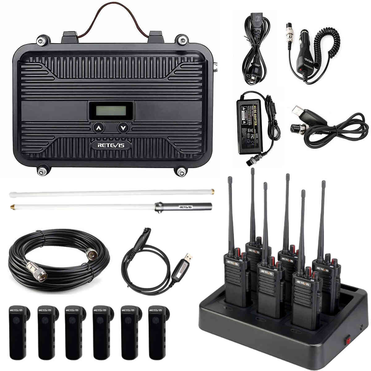 Retevis RT97P DMR Repeater and 6PCS RT29D Bluetooth DMR Radio Bundle