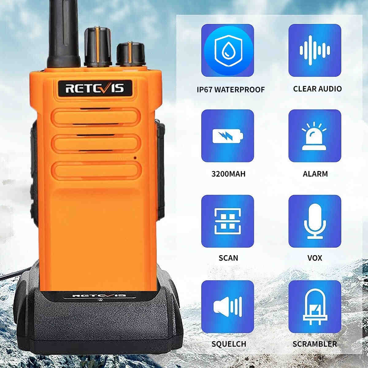 Retevis RT29 IP67 Waterproof Long Distance Handheld Radio 2Pack (Orange)