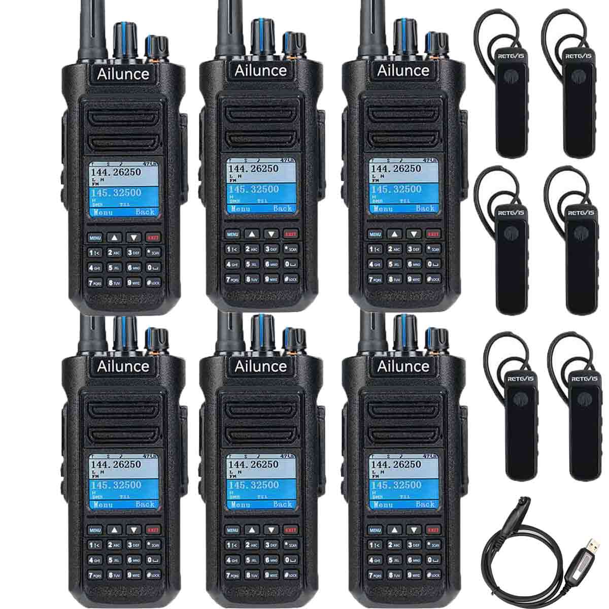 HD2 GPS Long Range Ham Radio 6pack+Program Cable