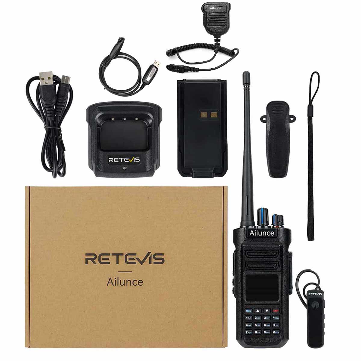 HD2 10W Waterproof GPS DMR Radio 6 Pack+6-way Charger+Waterproof Microphone 6 Pack