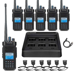 HD2 10W Waterproof GPS DMR Radio 6 Pack+6-way Charger+Waterproof Microphone 6 Pack