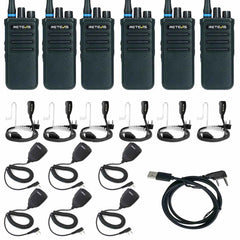 Retevis P1 Long Range UHF Superhet DMR Radio with Earpiece and Speaker Mic 6 Pack