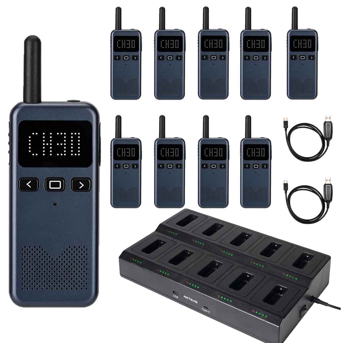 RB19P Ultra-thin NOAA Radio 10 Pack With 10 Way Charger