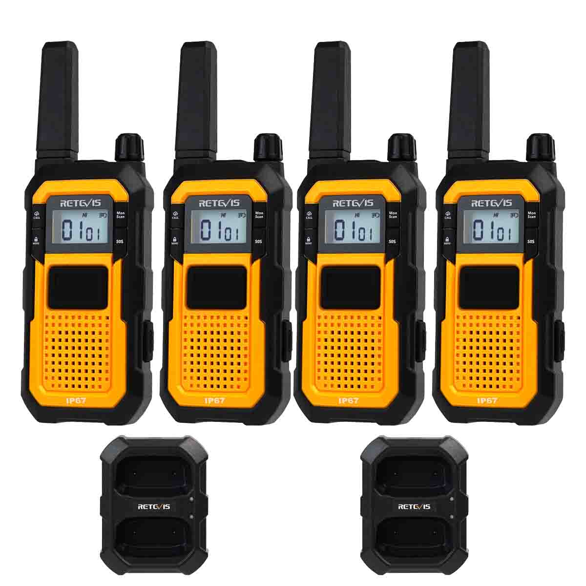 RB48 Waterproof Heavy Duty License-free Walkie Talkies 4pack