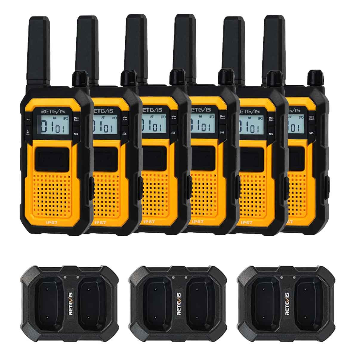 RB48 Heavy Duty Waterproof FRS Two-Way Radio 6 Pack