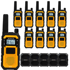 Orange RB48 Heavy Duty Waterproof FRS Two Way Radio 10 Pack