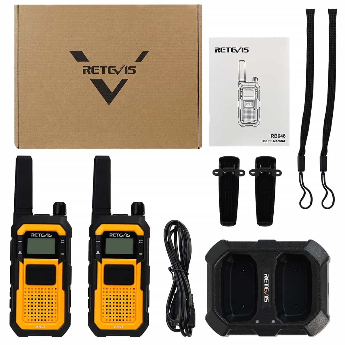 Orange RB48 Heavy Duty Waterproof FRS Two Way Radio 10 Pack