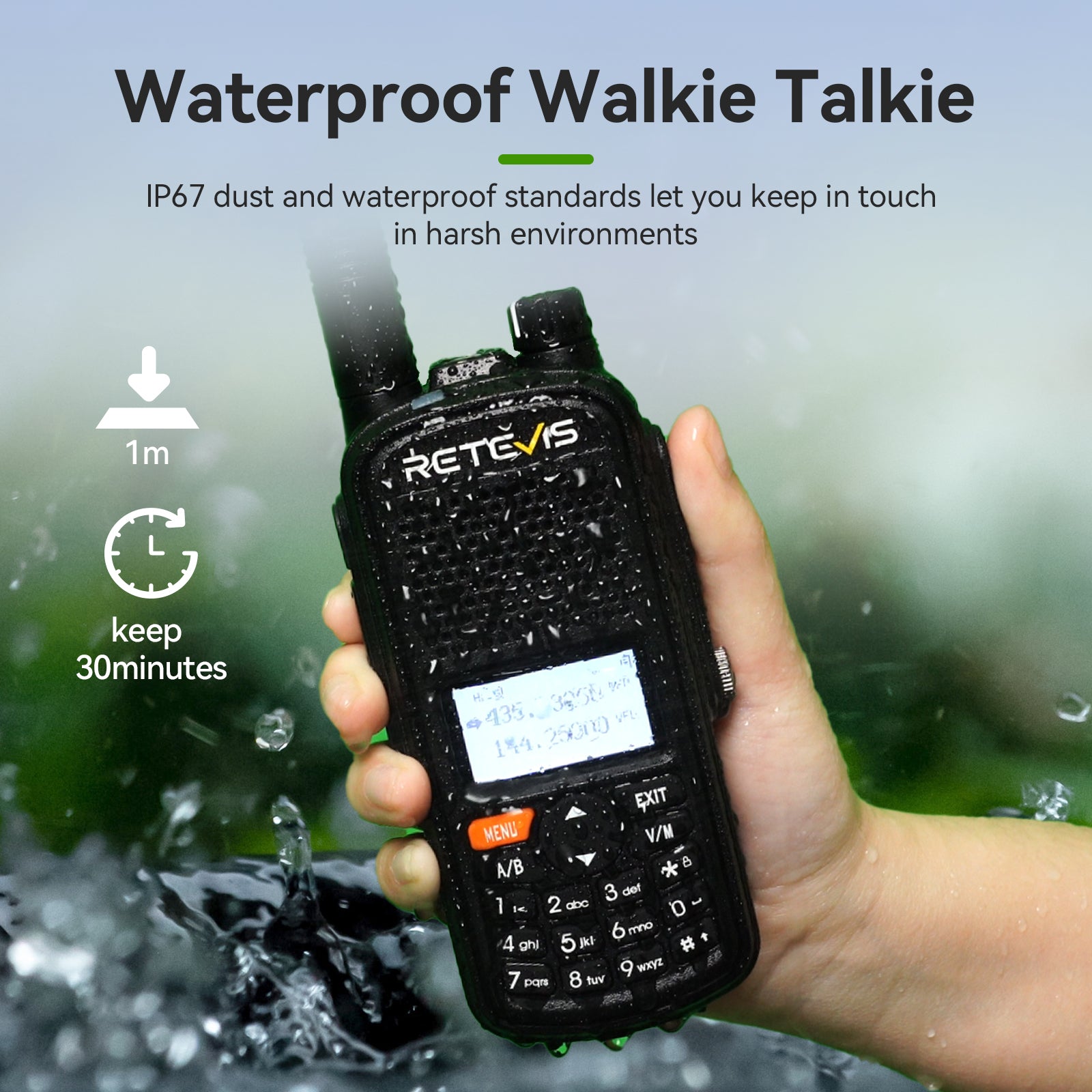 A1 Waterproof GPS Analog Two Way Radio 2 Pcs With Program Cable