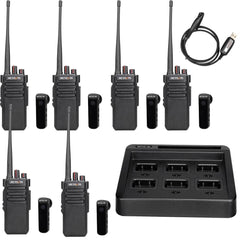 RT29D DMR Waterproof Long-Range Bluetooth Walkie Talkie with Charging Station(6 Pack)