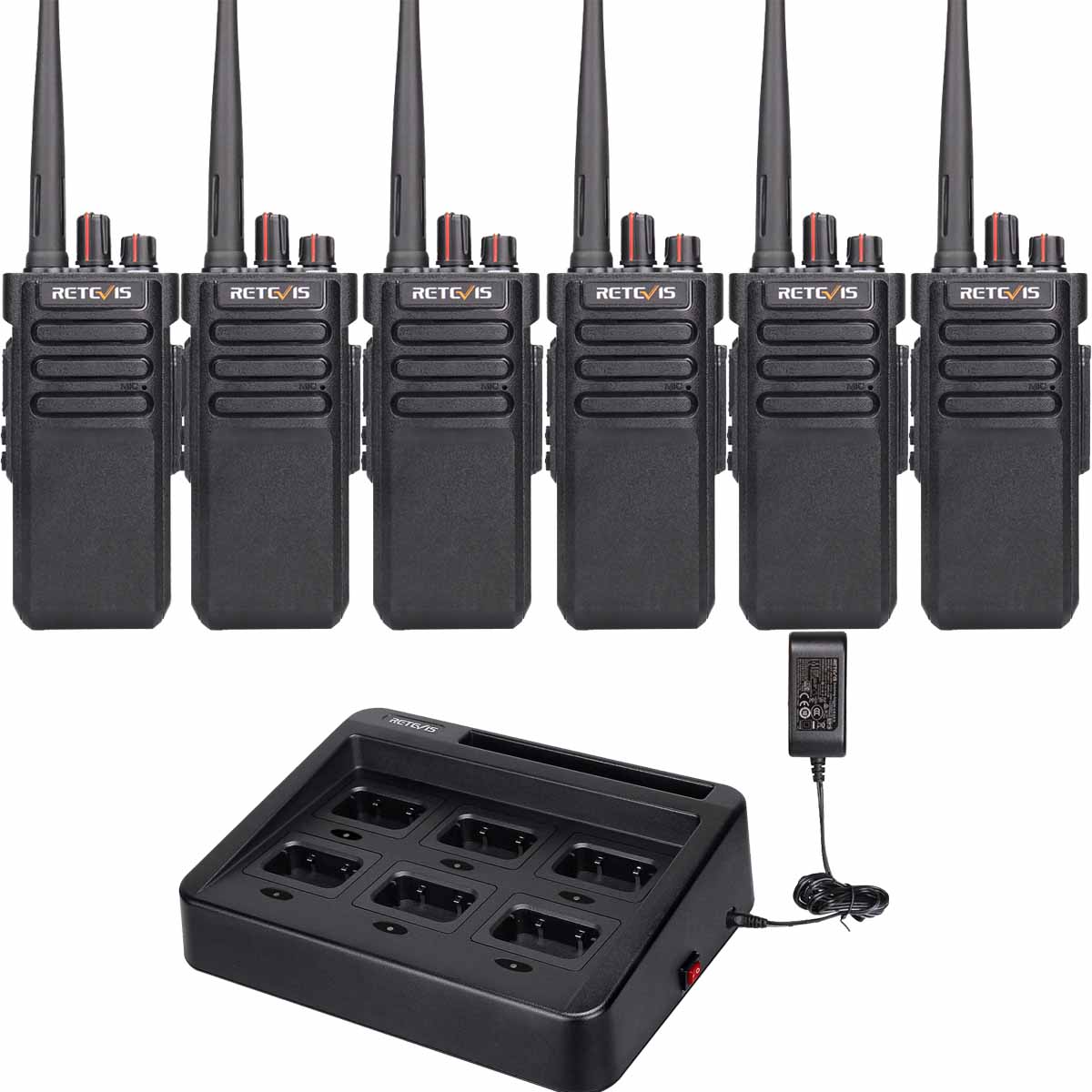 RT29D DMR Waterproof Long-Range Walkie Talkie with Charging Station(6 Pack)