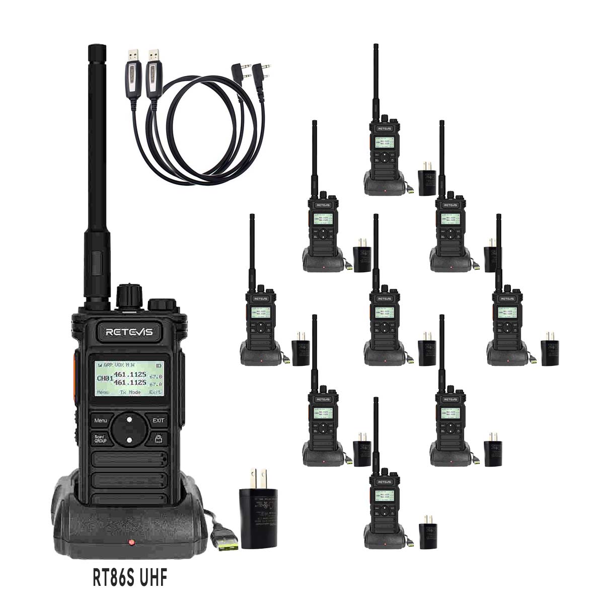 Retevis RT86S Long Range UHF Rugged Two Way Radio for Business 10pack