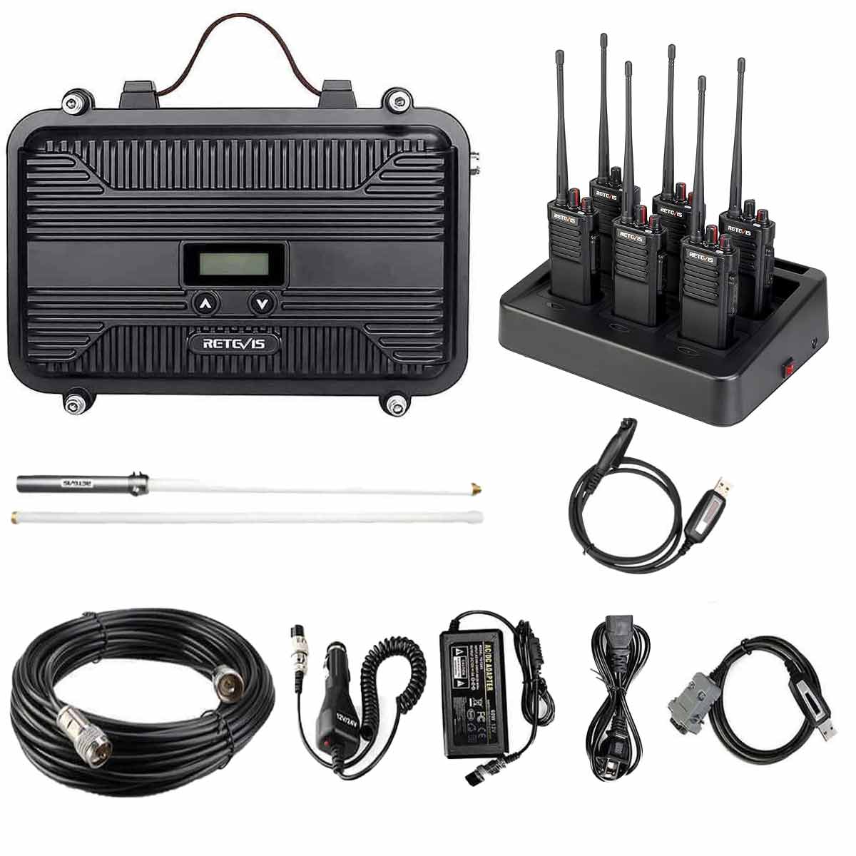 Retevis RT97P DMR Repeater and 6PCS RT29D DMR Walkie Talkies Kit