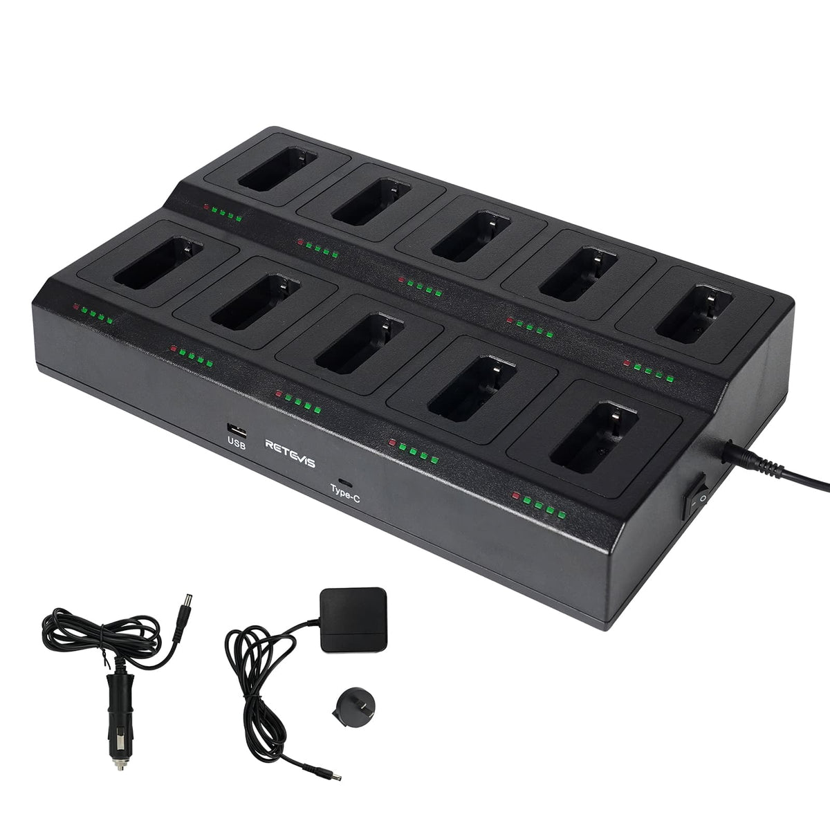 10 Way Multi Unit Rapid Gang Charger for Retevis RT22 RT22S RB39 Radios