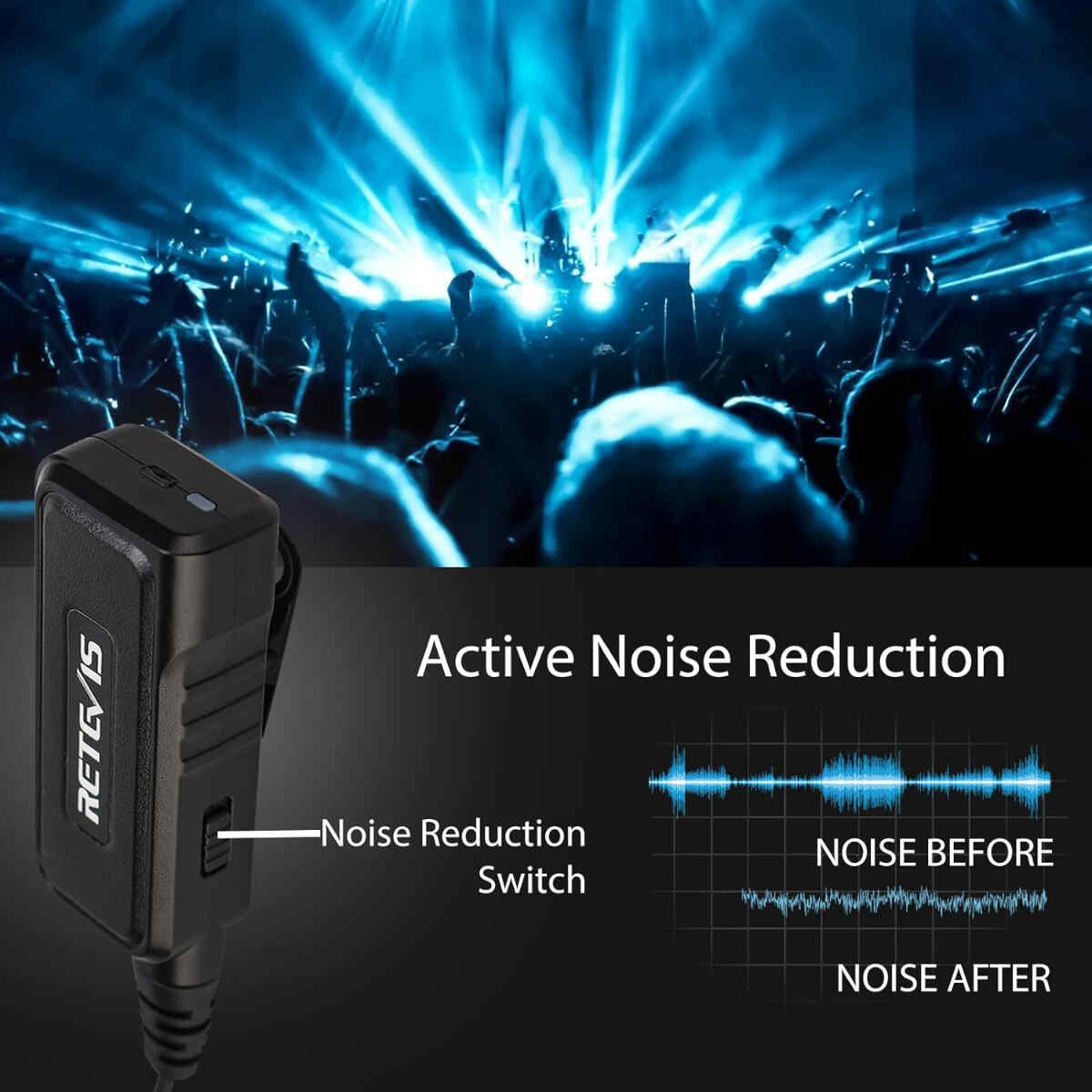 Retevis NR10 Noise Reduction Walkie Talkie with DSP Earphone 6Pack Bundle