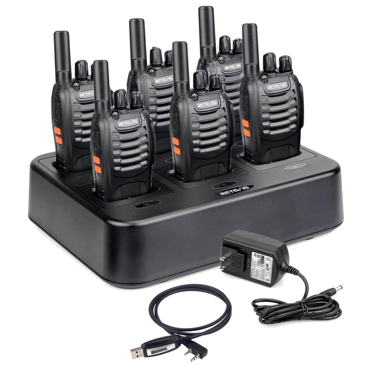 H777 Handheld Rechargeable 2 Way Radios (6 PCS) with Six-Way Charger