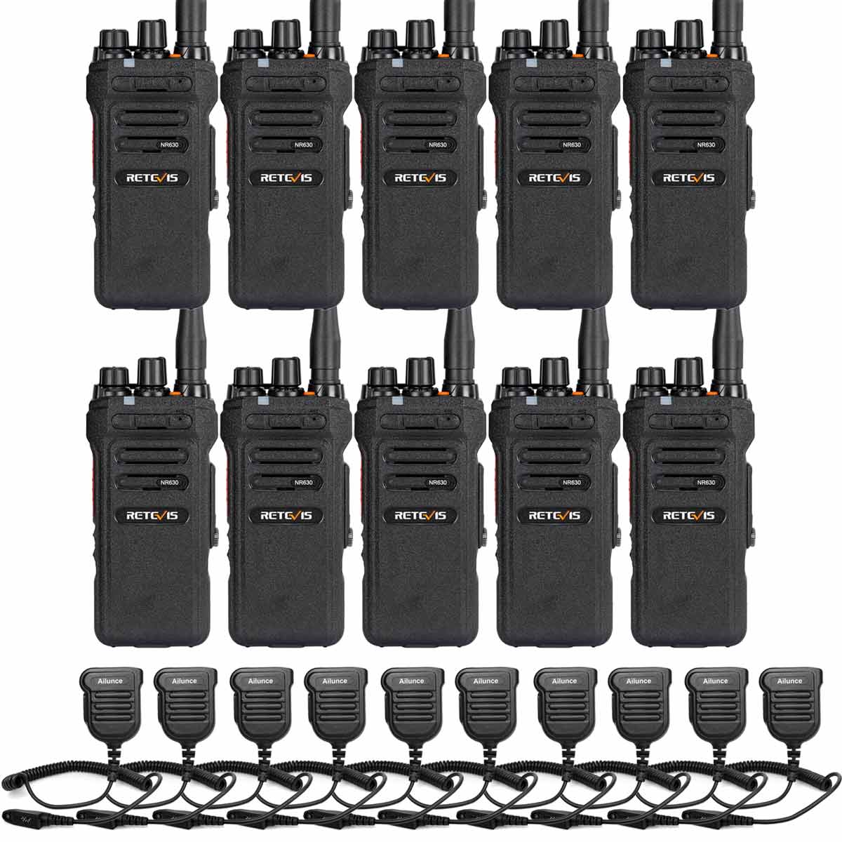 NR630 10W Waterproof UHF Radios with Speaker Kit (10 Pack)