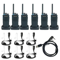 P1 Long Range Superhet AES256 DMR Radio with Earpiece and Programming Cable 6 Pack