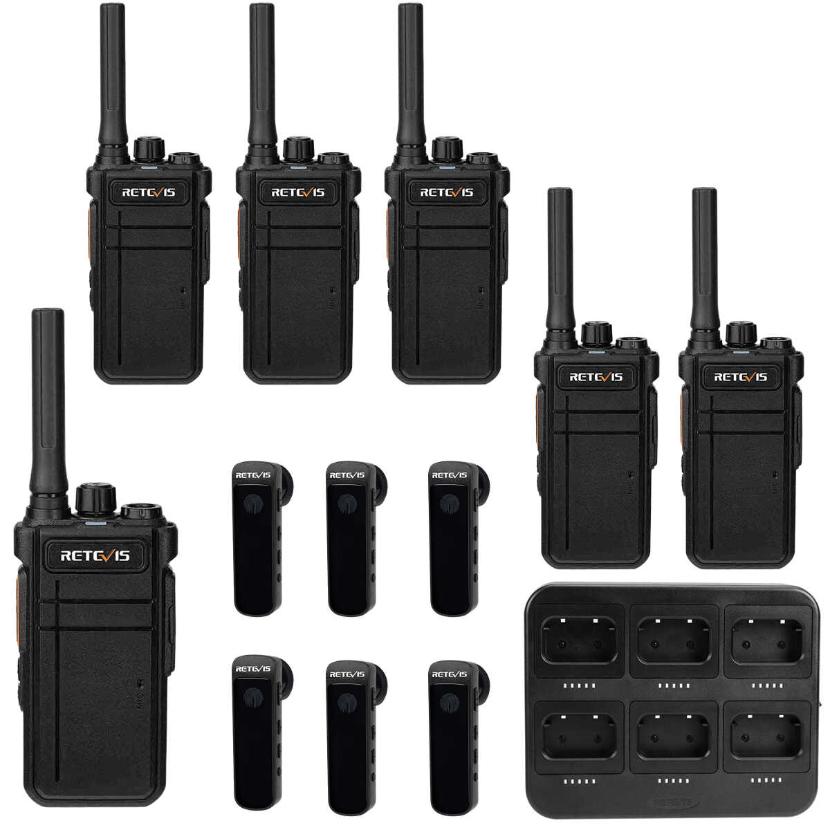 RB37 Bluetooth FRS Two Way Radio (6 Packs)+Multi-Unit Charger