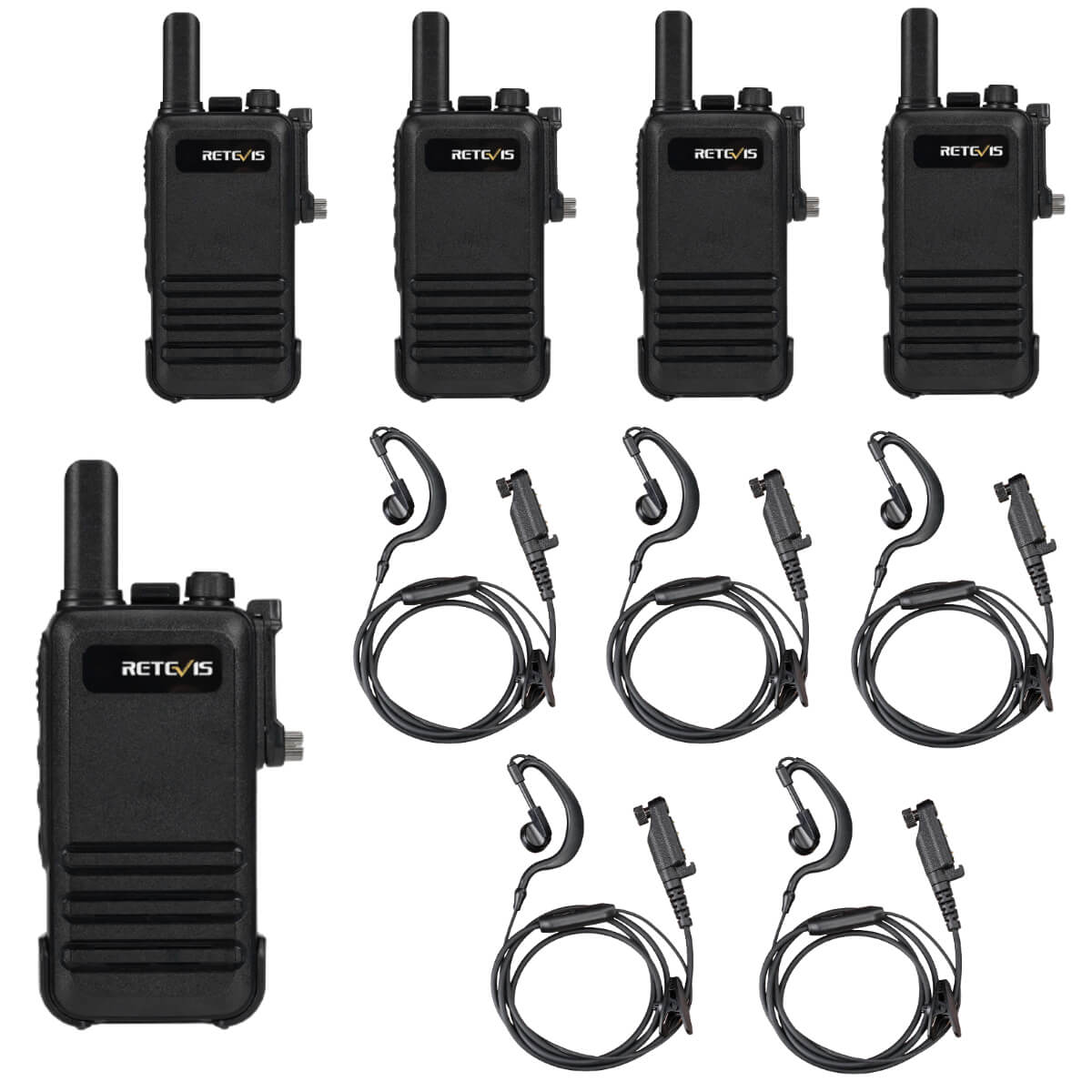 RB47 IP67 Waterproof FRS Portable Radio with Earpiece (5 Packs)