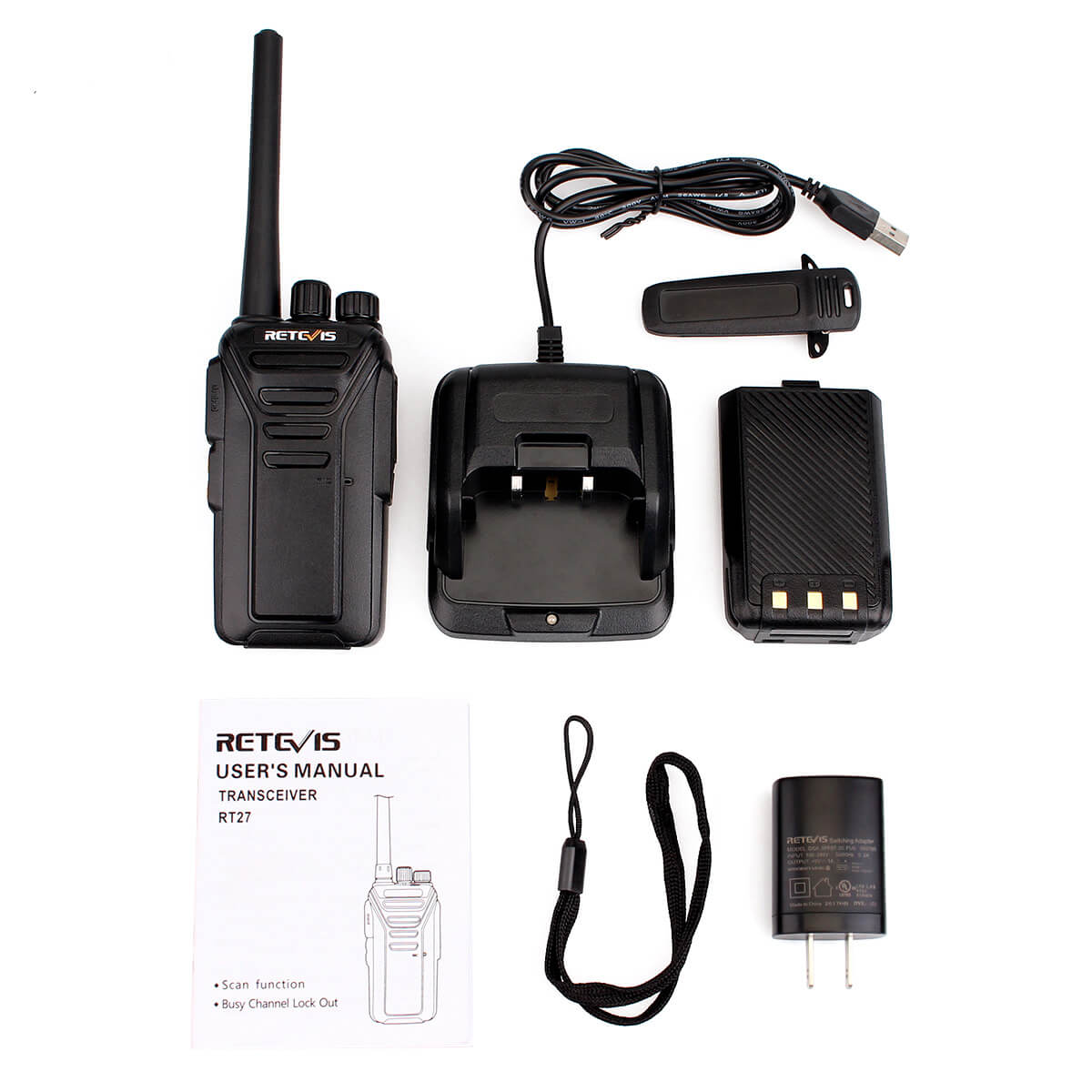 RT27 Walkie Talkies Long Range 2 Way Radios Rechargeable FRS Radio 2Pack