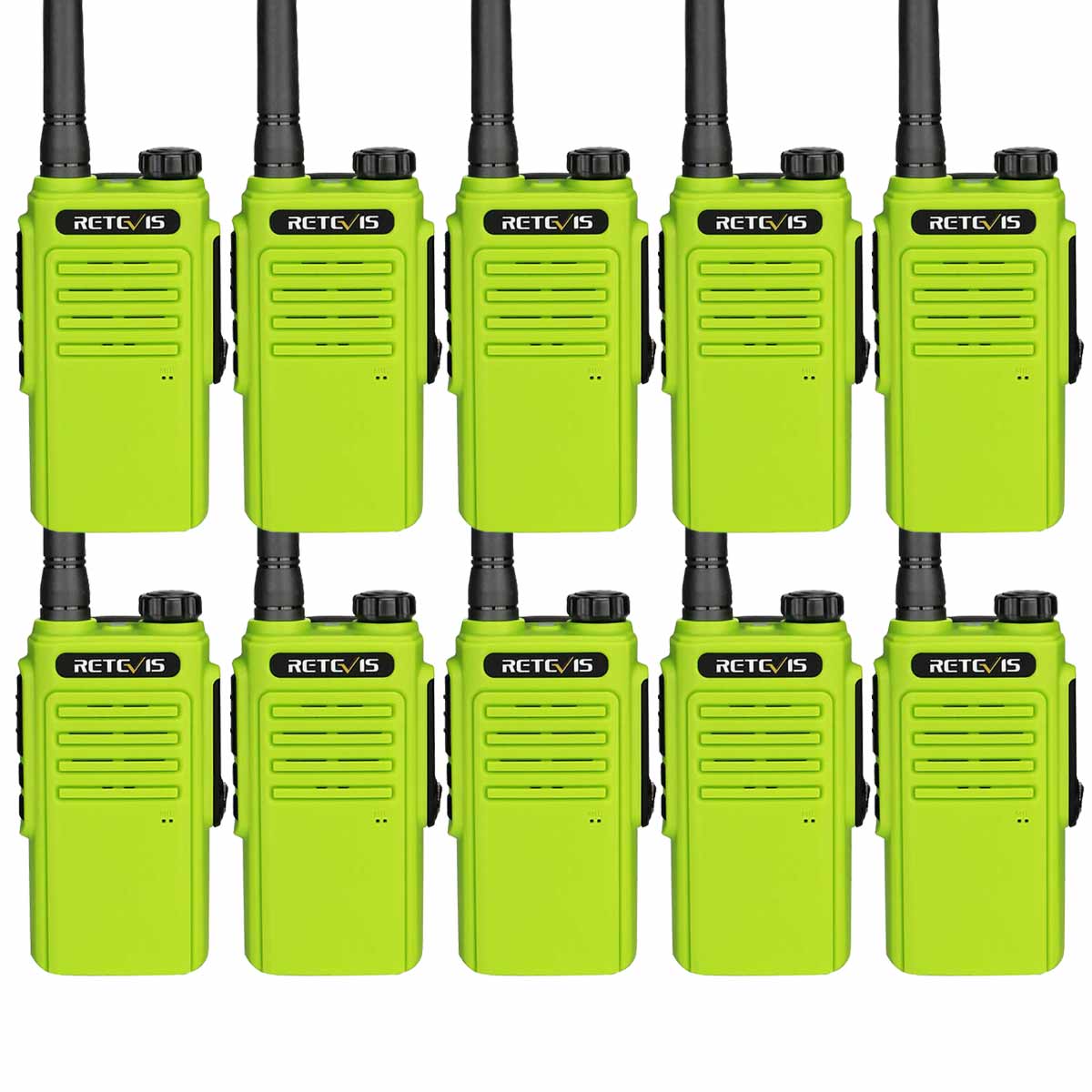 RT47 Waterproof License-Free Rugged Radio Fluorescent Green (10 Pack)