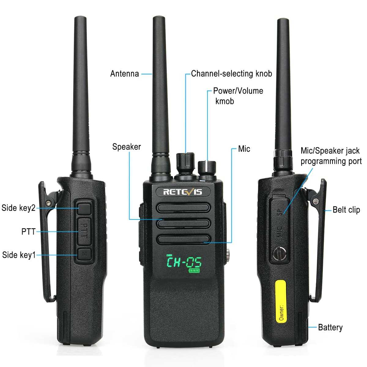 RT50 High Power Waterproof DMR Radio with Hidden Display