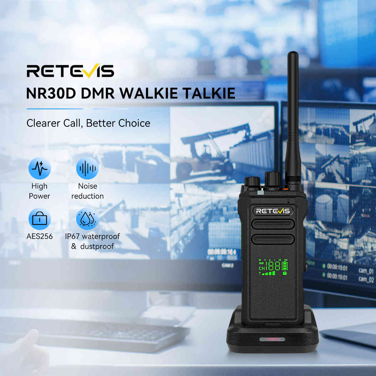 Retevis NR30D AES256 Long Range Waterproof DMR Business Radio with Noise Reduction