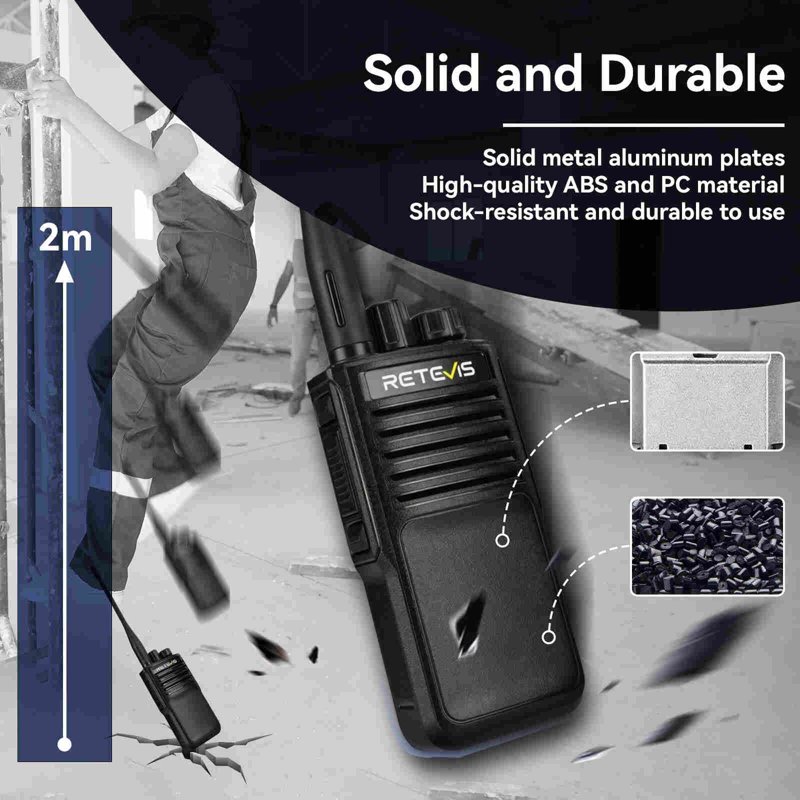 P62 Noise Reduction IP68 Waterproof UV Dual Band Walkie Talkie 2 Pack