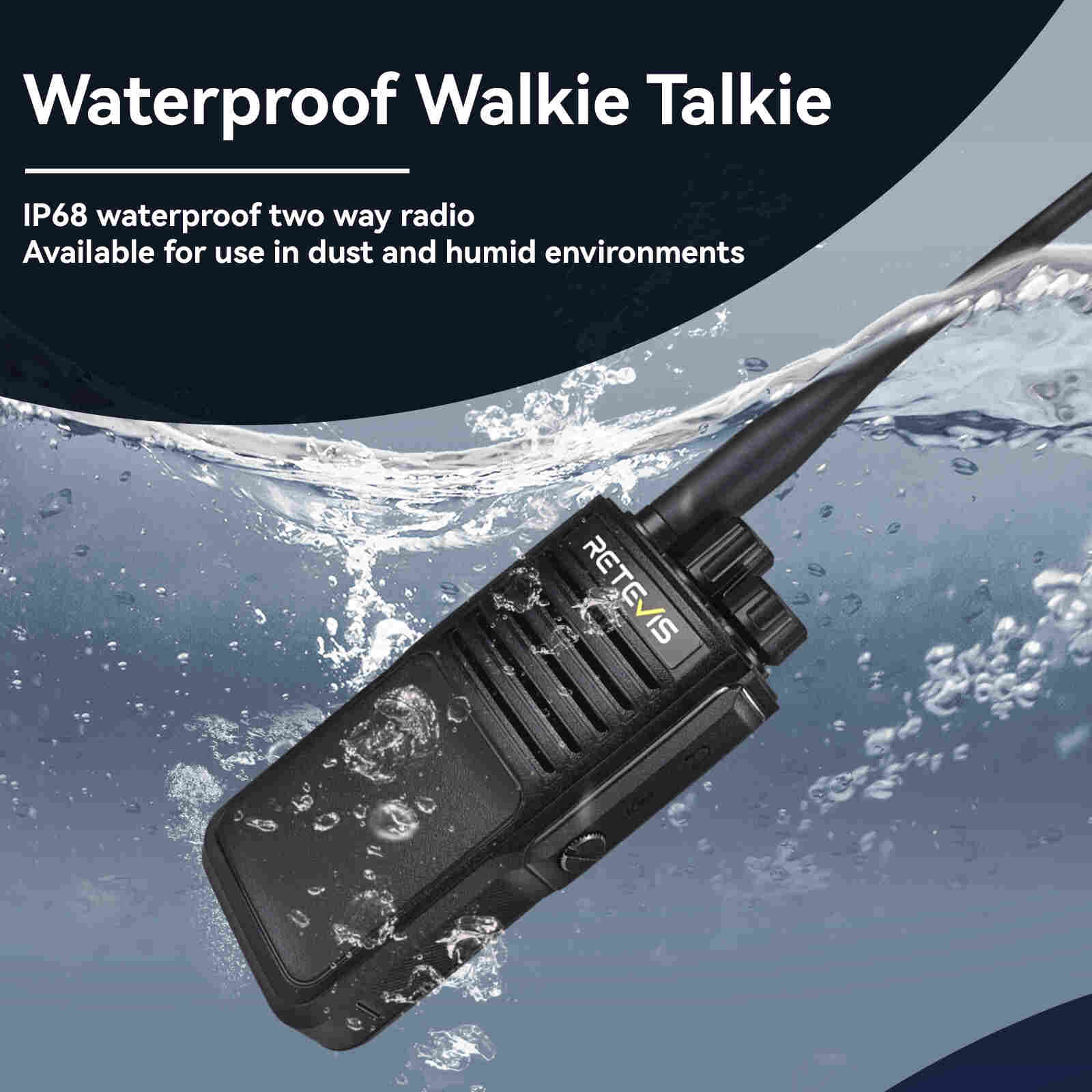 P62 Noise Reduction IP68 Waterproof UV Dual Band Walkie Talkie 2 Pack