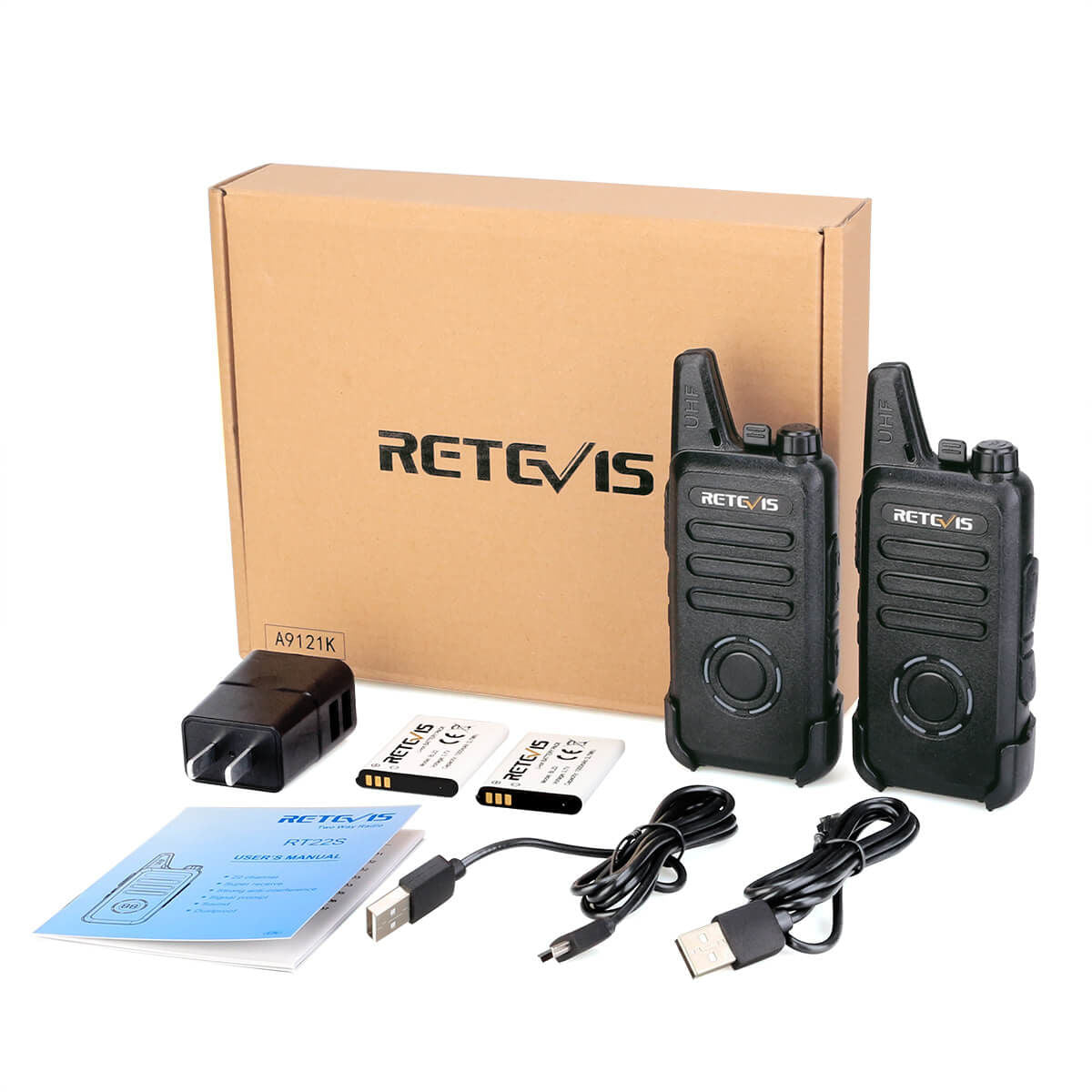 RT22S Channel Display Lightweight Rechargeable Portable Two Way Radios 2PCS