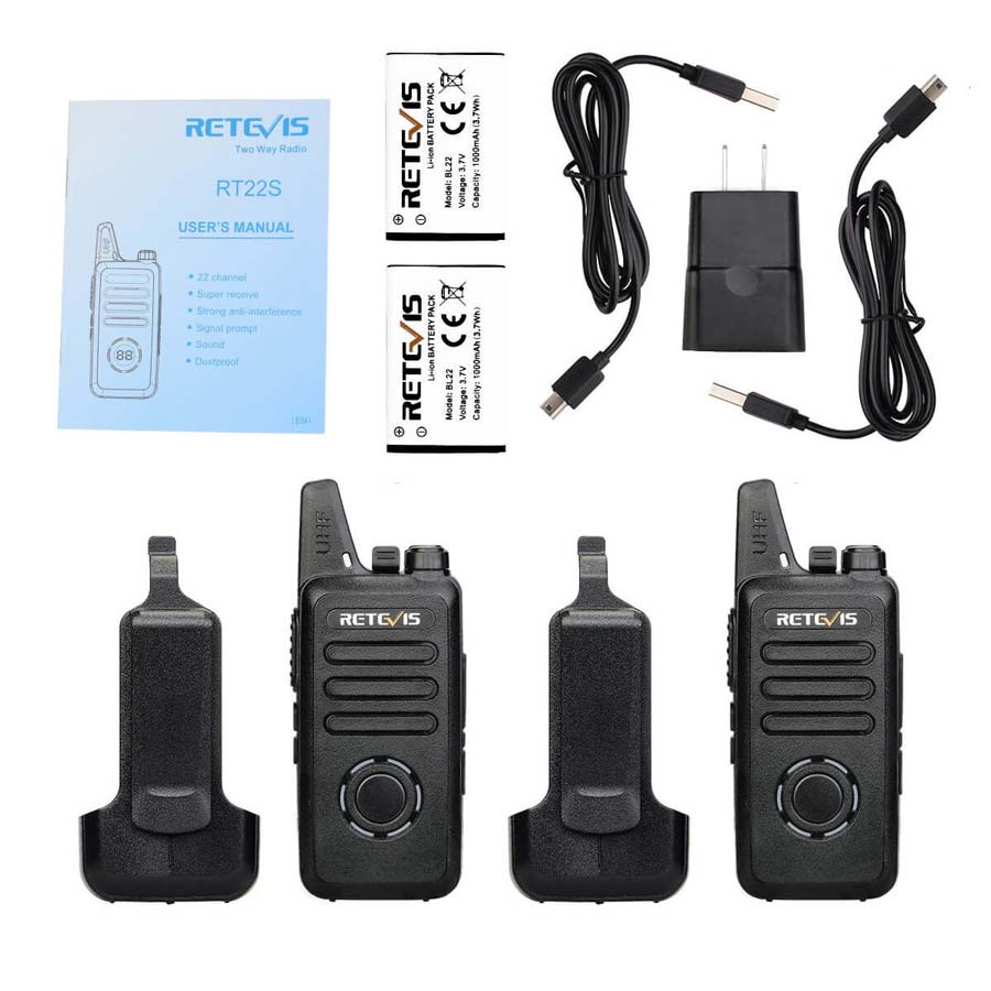 RT22S Channel Display Lightweight Rechargeable Portable Two Way Radios 2PCS