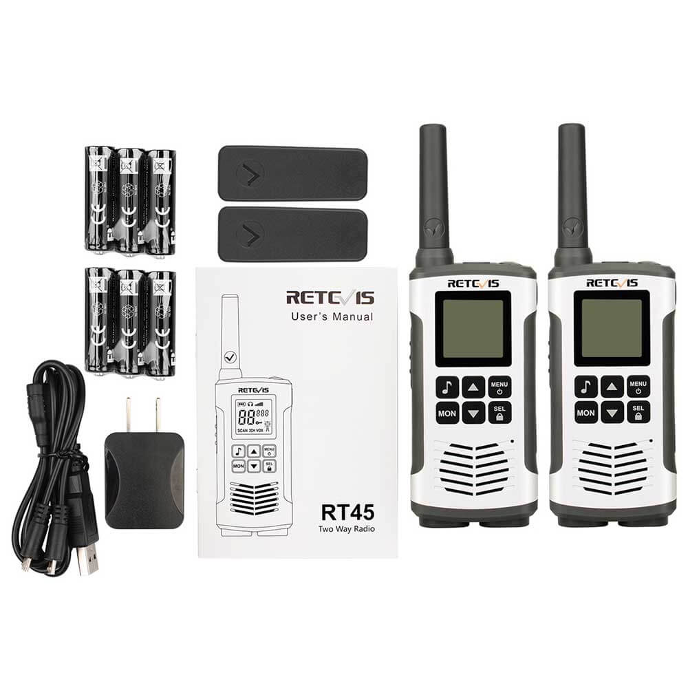 RT45 Rechargeable 2 Way Radios FRS License-free Walkie Talkie