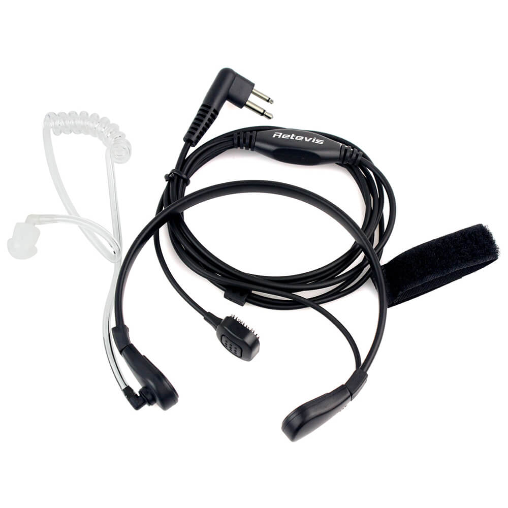 2 Pin PTT Throat MIC Covert Acoustic Tube Earpiece