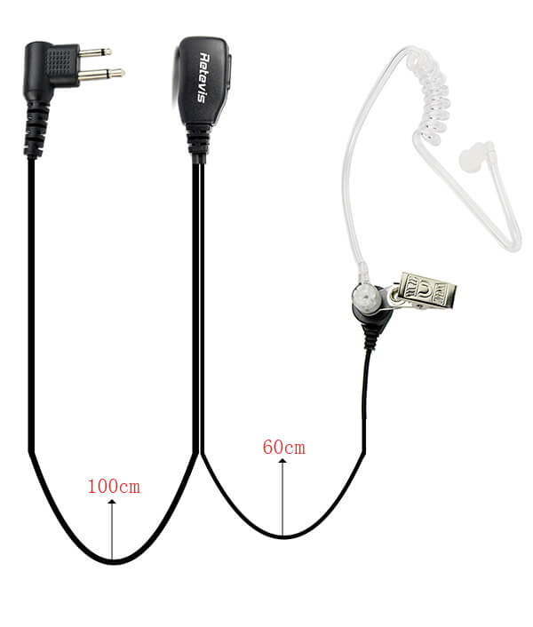 2 Pin PTT MIC Covert Acoustic Tube Inera Earpiece