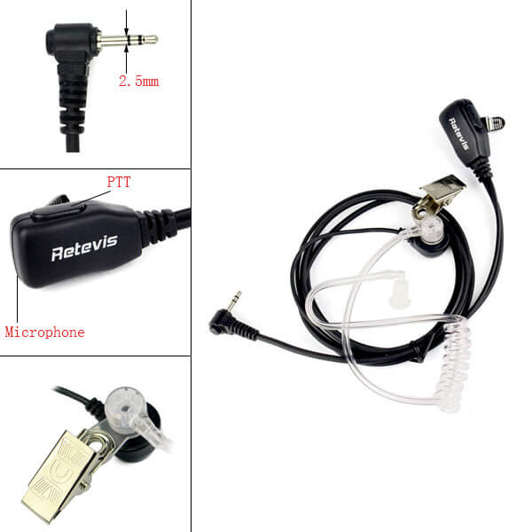 1 Pin PTT MIC Covert Air Acoustic Tube Earpiece for Retevis RT45 RA19