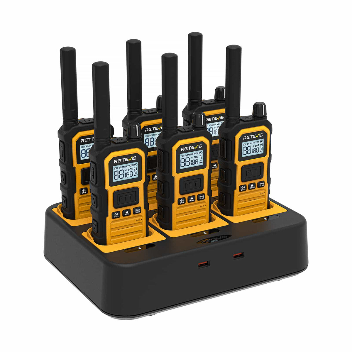 Retevis RB48P  5W GMRS Waterproof Heavy Duty  Radio with 6 Way Multi Unit Charger