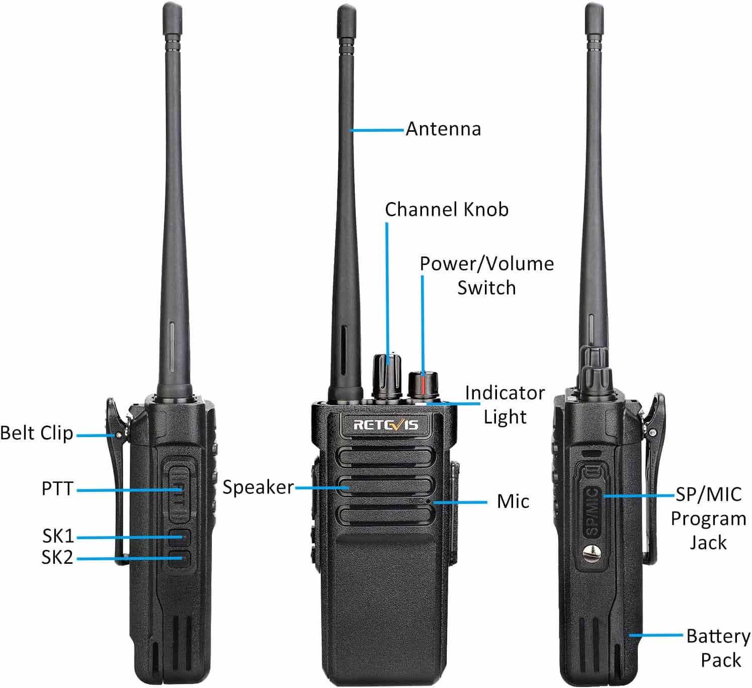 RT29 UHF Long Range Walkie Talkies (6 Packs) with Multi-Unit Charger