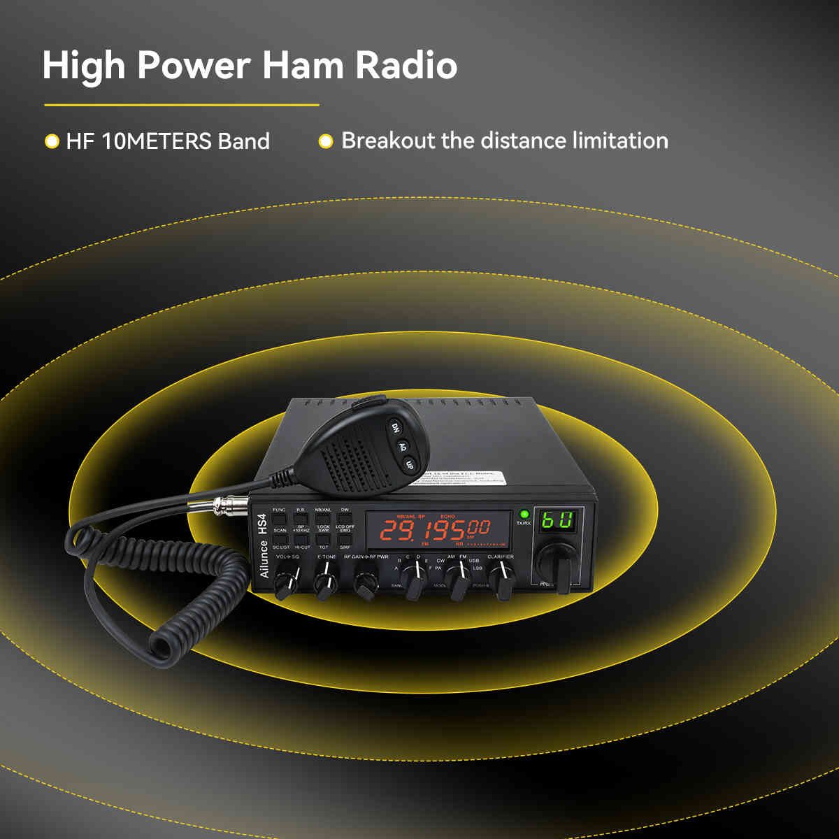 Retevis Ailunce HS4 10 Meter SSB Ham Radio AM/FM/PA/USB/LSB/CW Mobile Transceiver