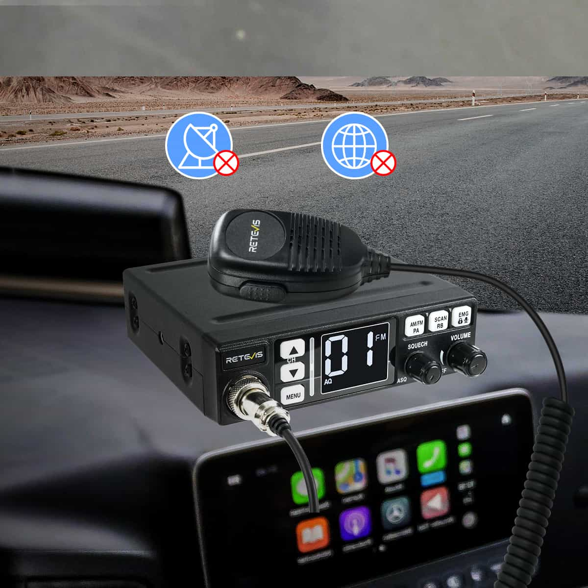 Retevis MB3 40 Channels Mini CB Radio with Backlit LCD Display