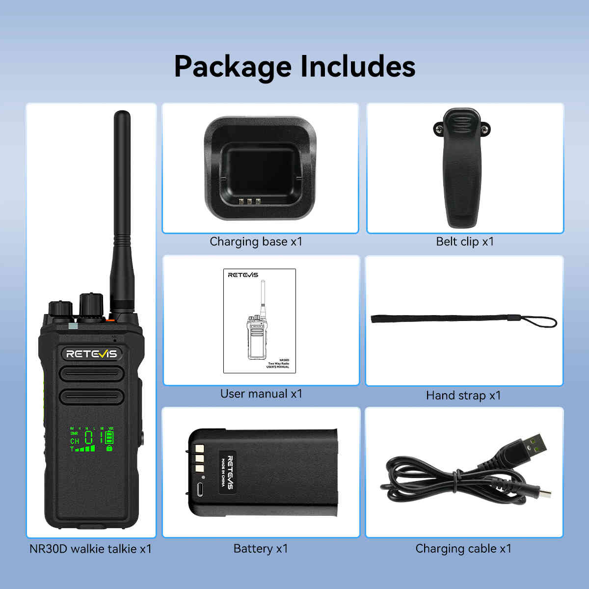 Retevis NR30D AES256 Long Range Waterproof DMR Business Radio with Noise Reduction