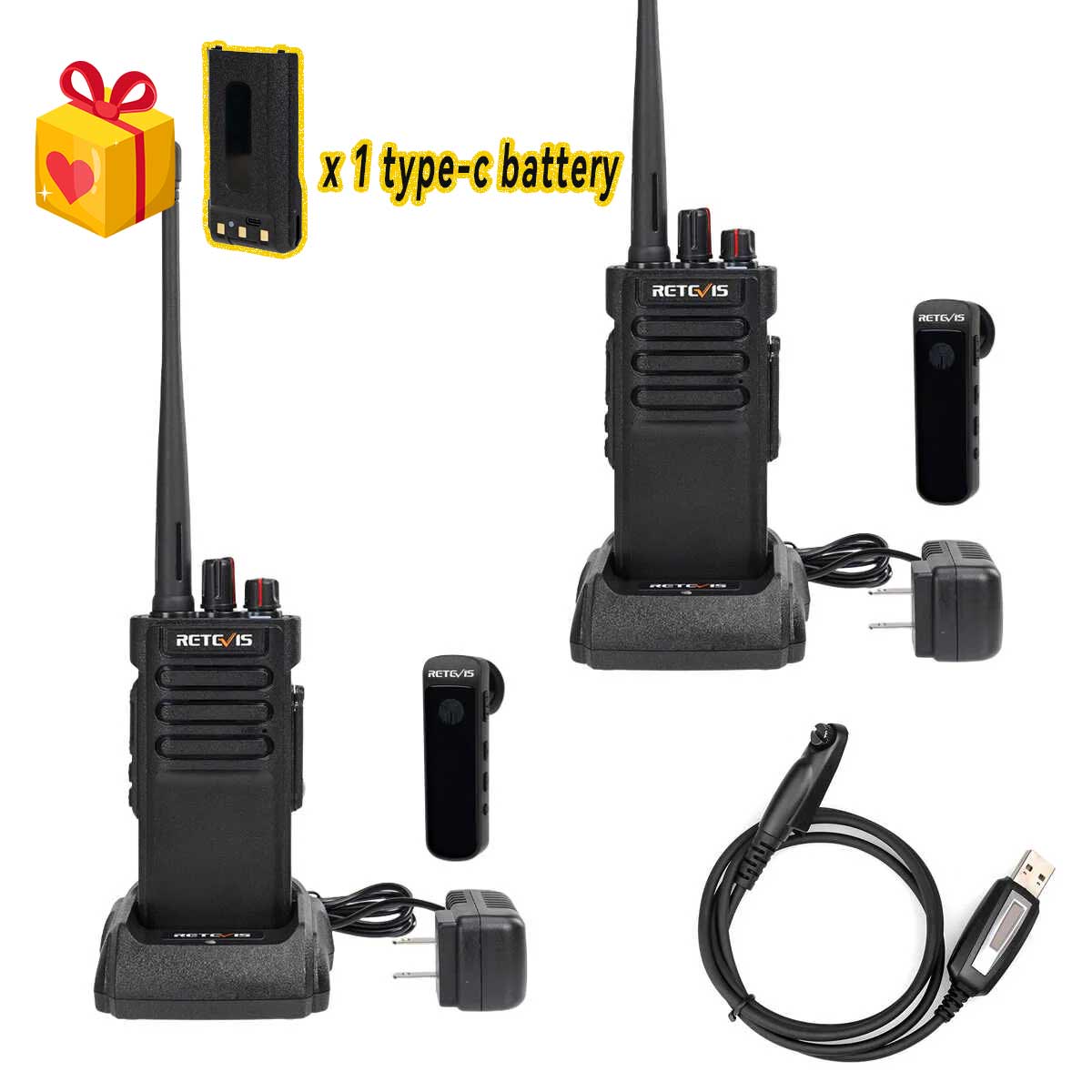 RT29D IP67 Long Range Bluetooth DMR Radio 2Pcs+Programming Cable