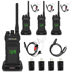 Retevis NR30D Long Range Encryption Walkie Talkie with Earpieces 4pack