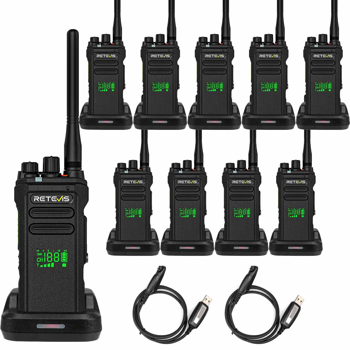 Retevis NR30D Noise Reduction Long Distance Business Radio for Jobsite 10Pcs