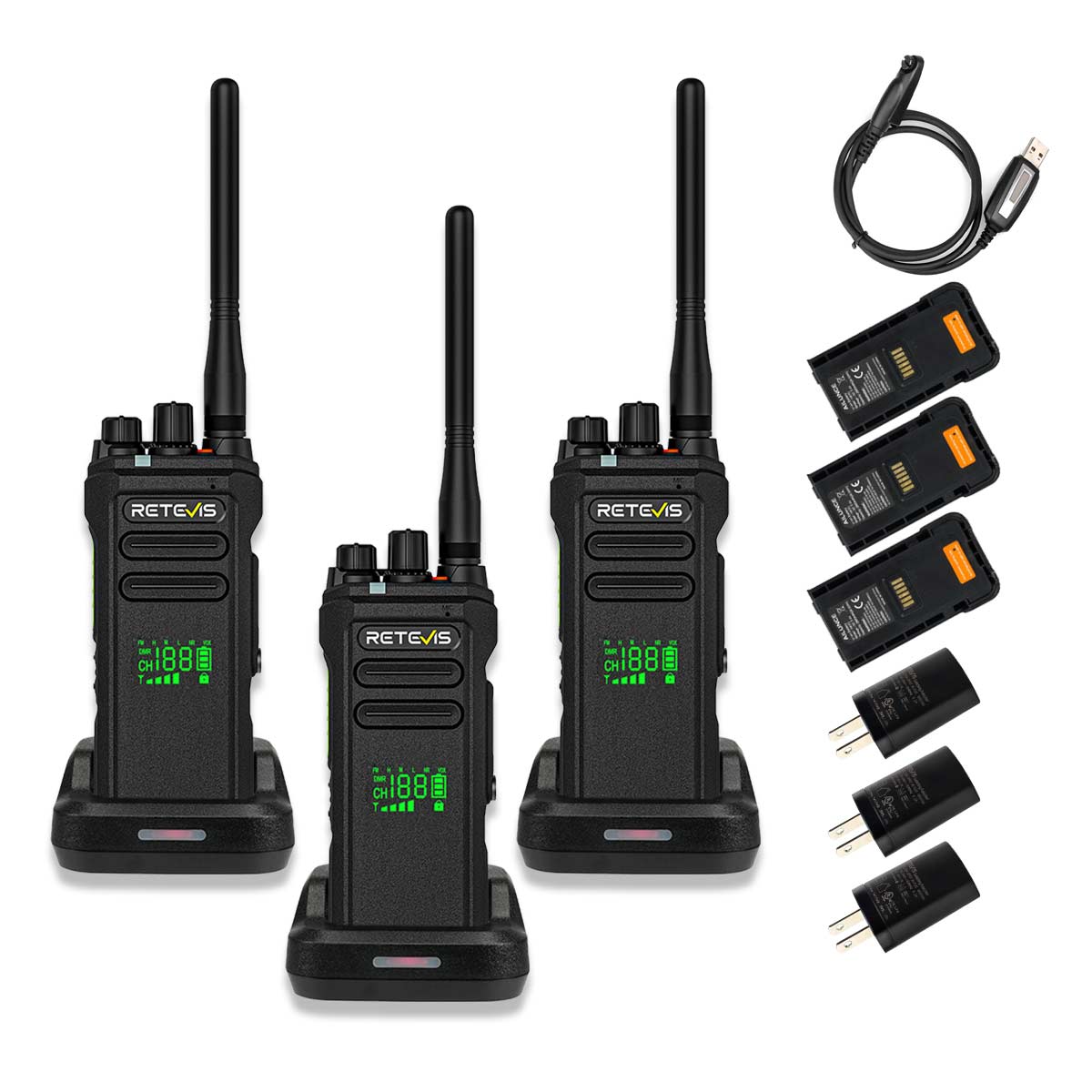 Retevis NR30D DMR Radio for Long Distance with Backup Battery 3pcs